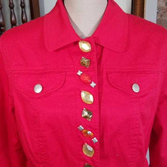 Hearts of Palm red beaded jacket. Size 10 - Picture 3 of 8
